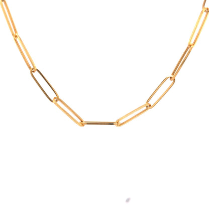 18 Inch Paperclip Chain Necklace in 14k Yellow Gold