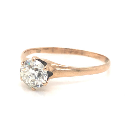 .83 Victorian Solitaire Diamond Engagement Ring in 14k Yellow Gold