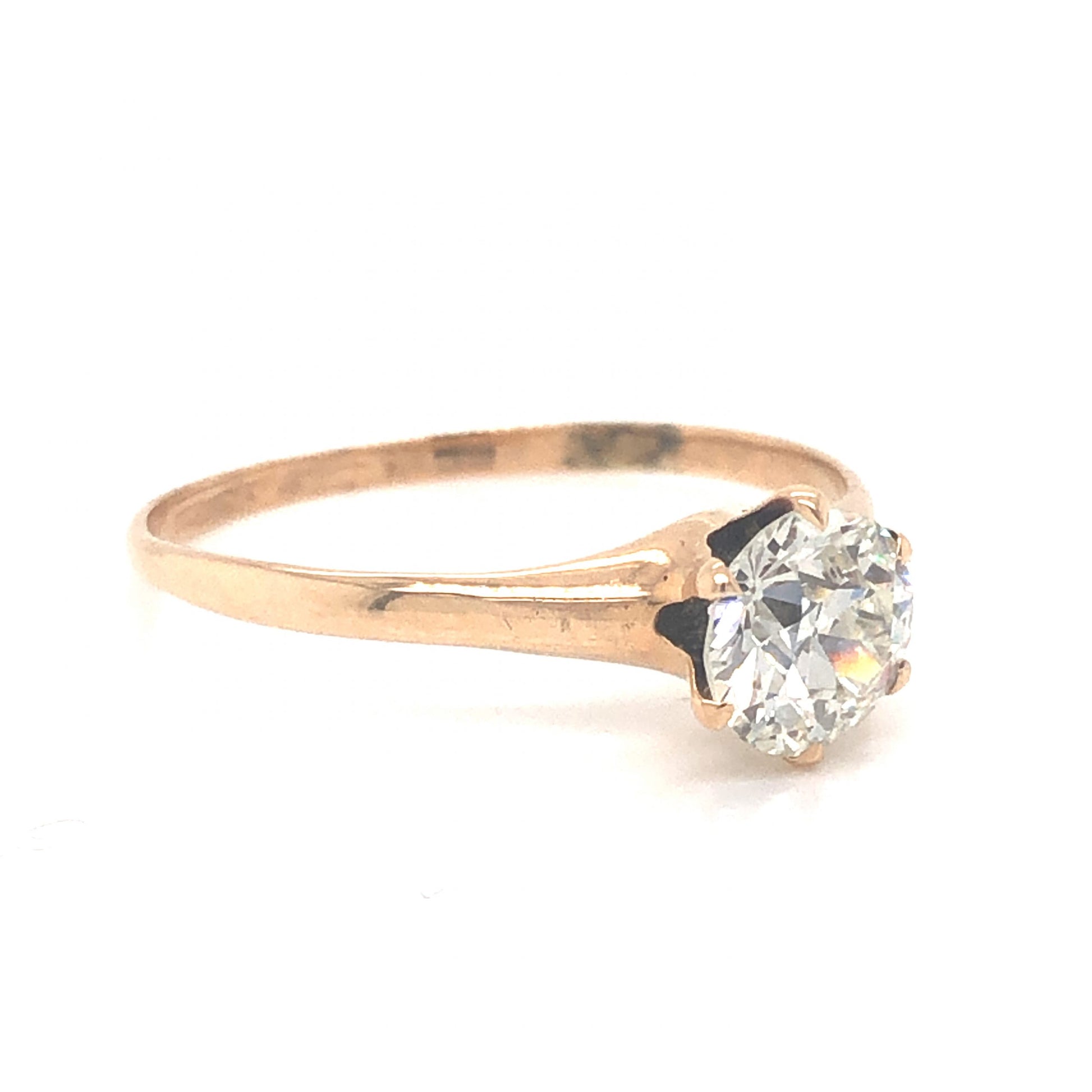 .83 Victorian Solitaire Diamond Engagement Ring in 14k Yellow GoldComposition: Platinum Ring Size: 8 Total Diamond Weight: .83ct Total Gram Weight: 1.3 g