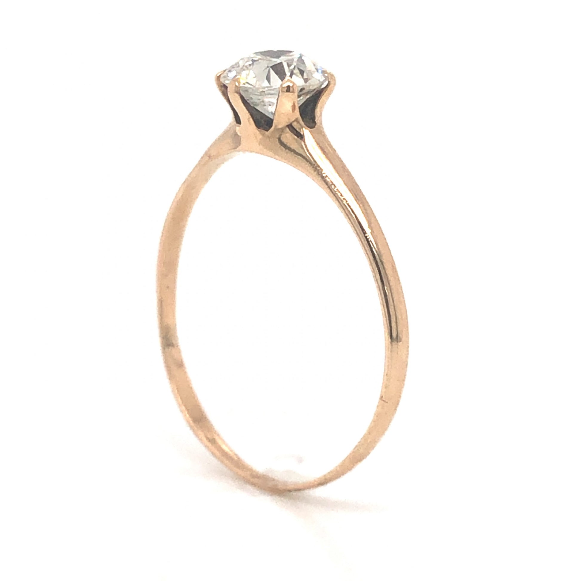 .83 Victorian Solitaire Diamond Engagement Ring in 14k Yellow GoldComposition: Platinum Ring Size: 8 Total Diamond Weight: .83ct Total Gram Weight: 1.3 g
