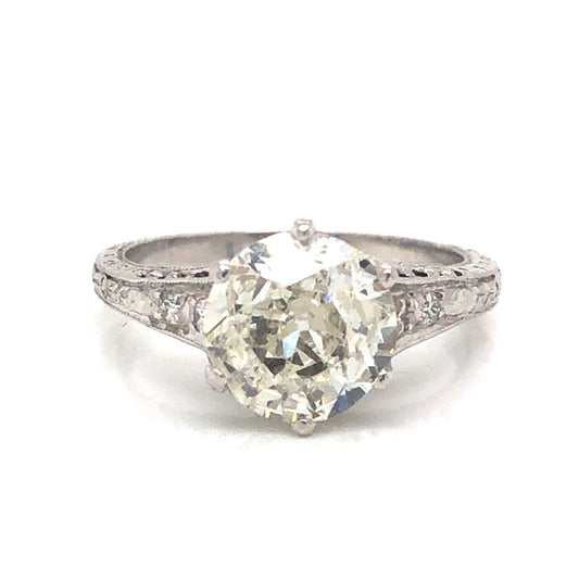 1.52 Art Deco Diamond Filigree Engagement Ring in Platinum