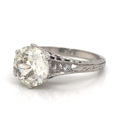 1.52 Art Deco Diamond Filigree Engagement Ring in Platinum
