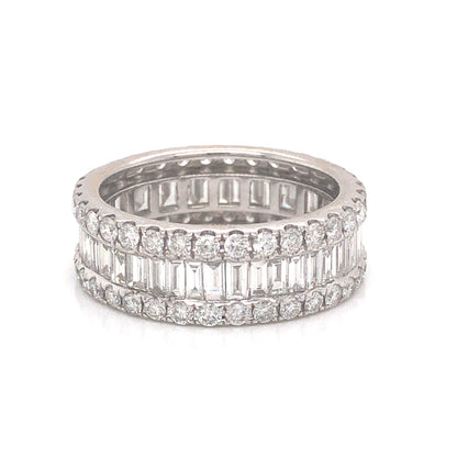 2.65 Baguette & Round Cut Diamond Eternity Band in 18k White Gold