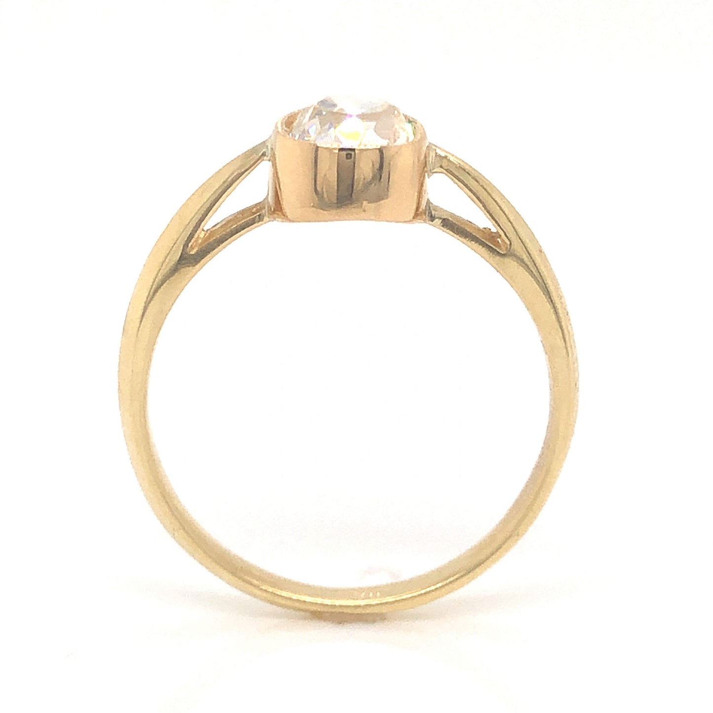 Solitaire Bezel Set Diamond Engagement Ring in 18k Yellow Gold