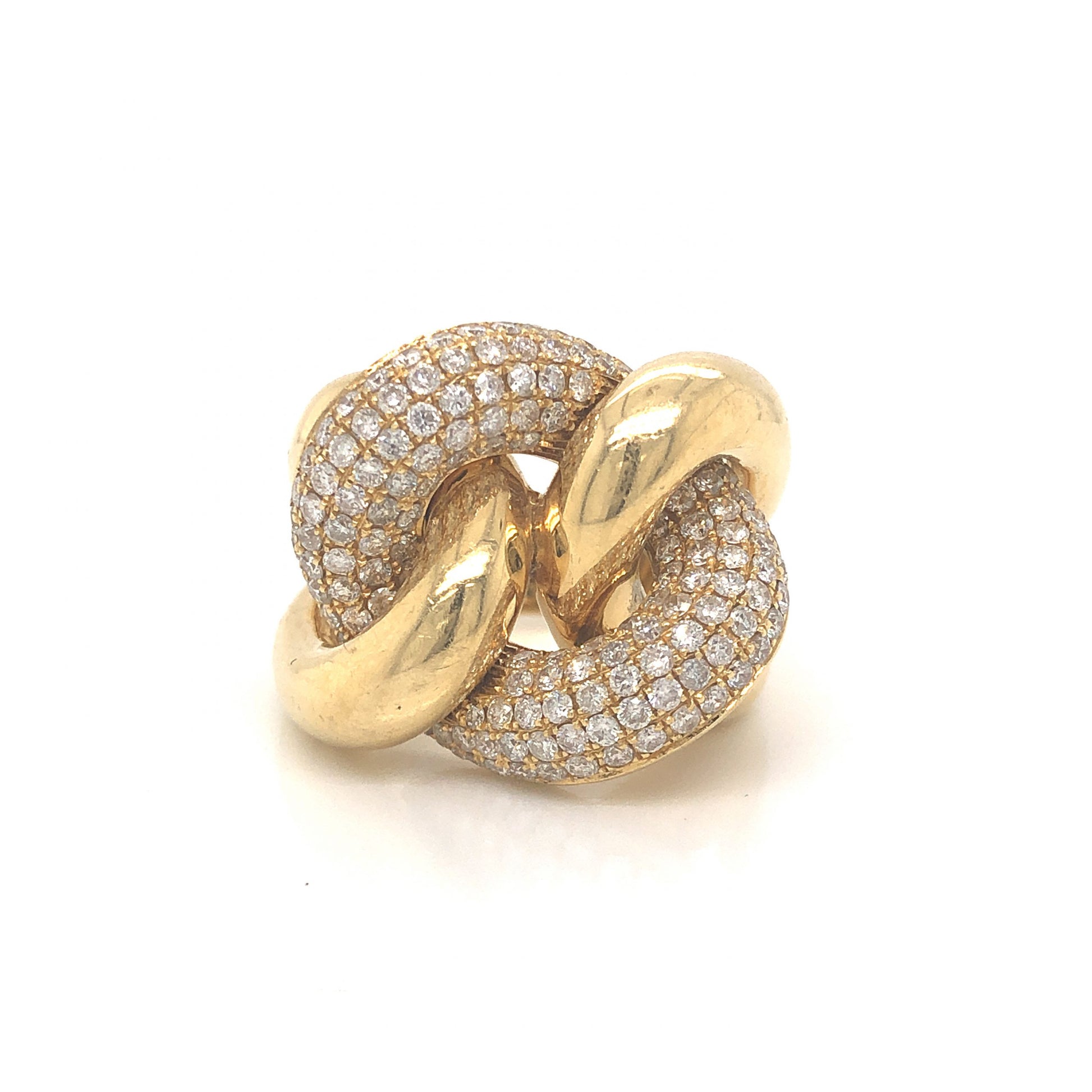 Pave Diamond Knot Cocktail Ring 18k Yellow Gold