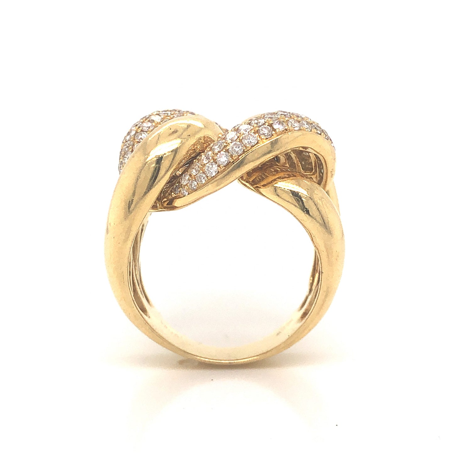 Pave Diamond Knot Cocktail Ring 18k Yellow Gold