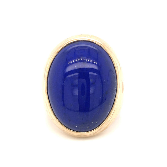 Oval Lapis Lazuli Cocktail Ring in 14k Yellow Gold