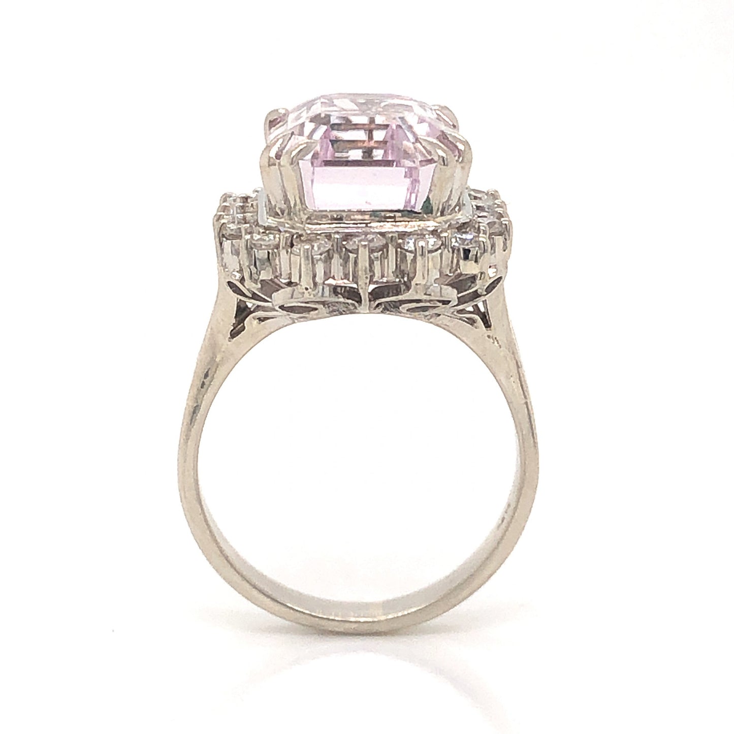 Kunzite & Diamond Cocktail Ring in 14k White Gold