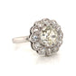Art Deco Floral Diamond Cluster Engagement Ring in 14k White Gold