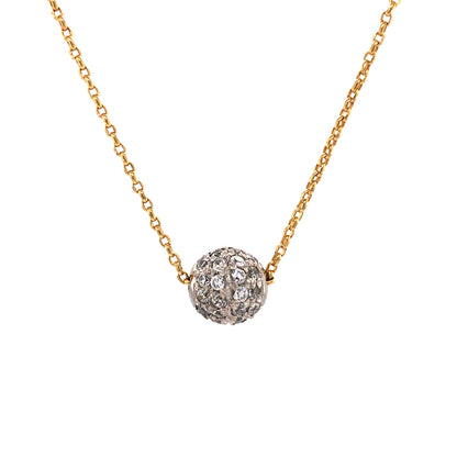 Round Pave Diamond Pendant Necklace in 18k Gold