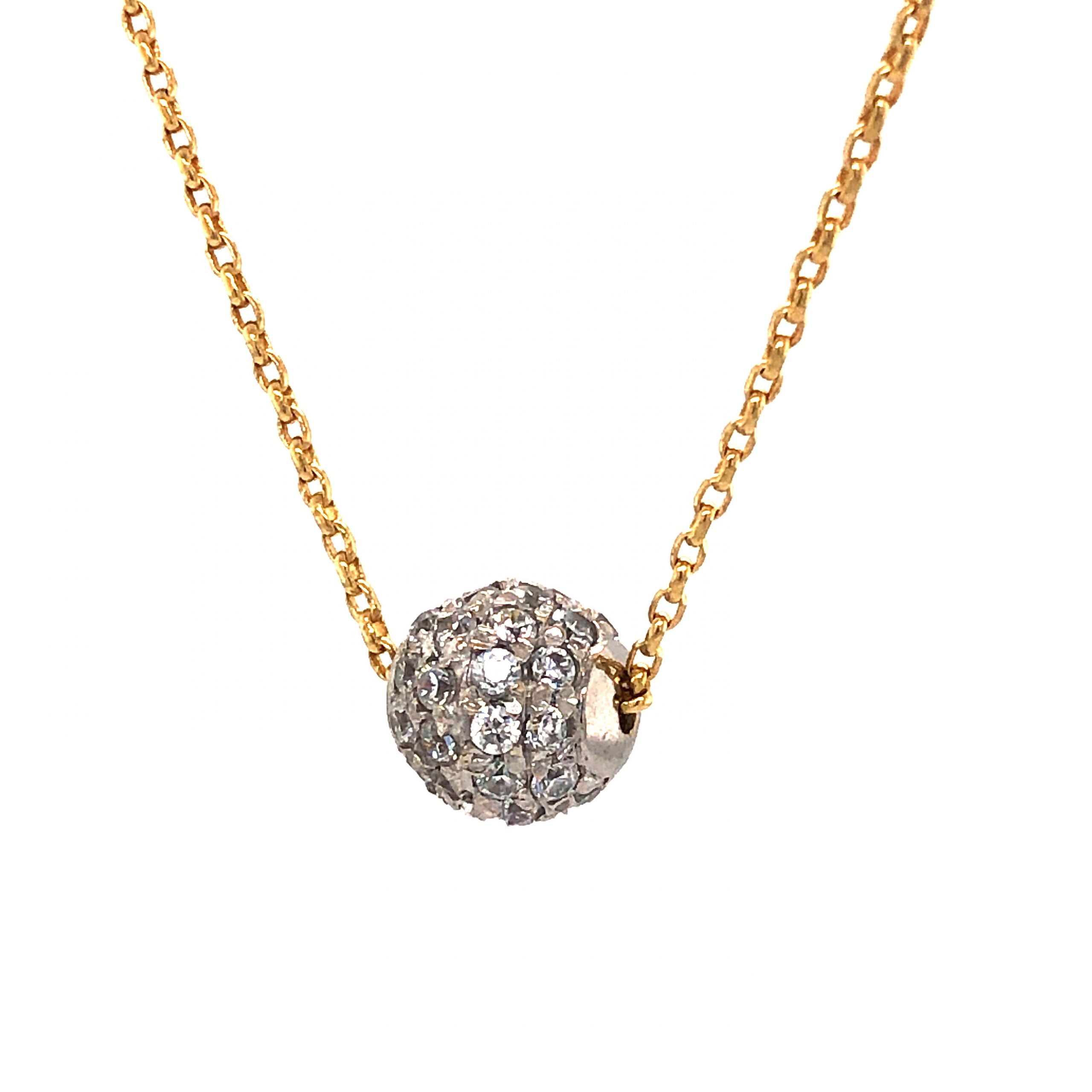 14K Yellow Gold 3/8 CTW Natural Diamond Ball Necklace - Gracious Rose  Jewelry