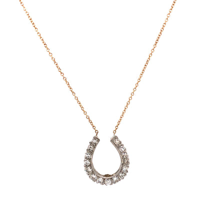 Diamond Horseshoe Pendant Necklace in 14k Gold