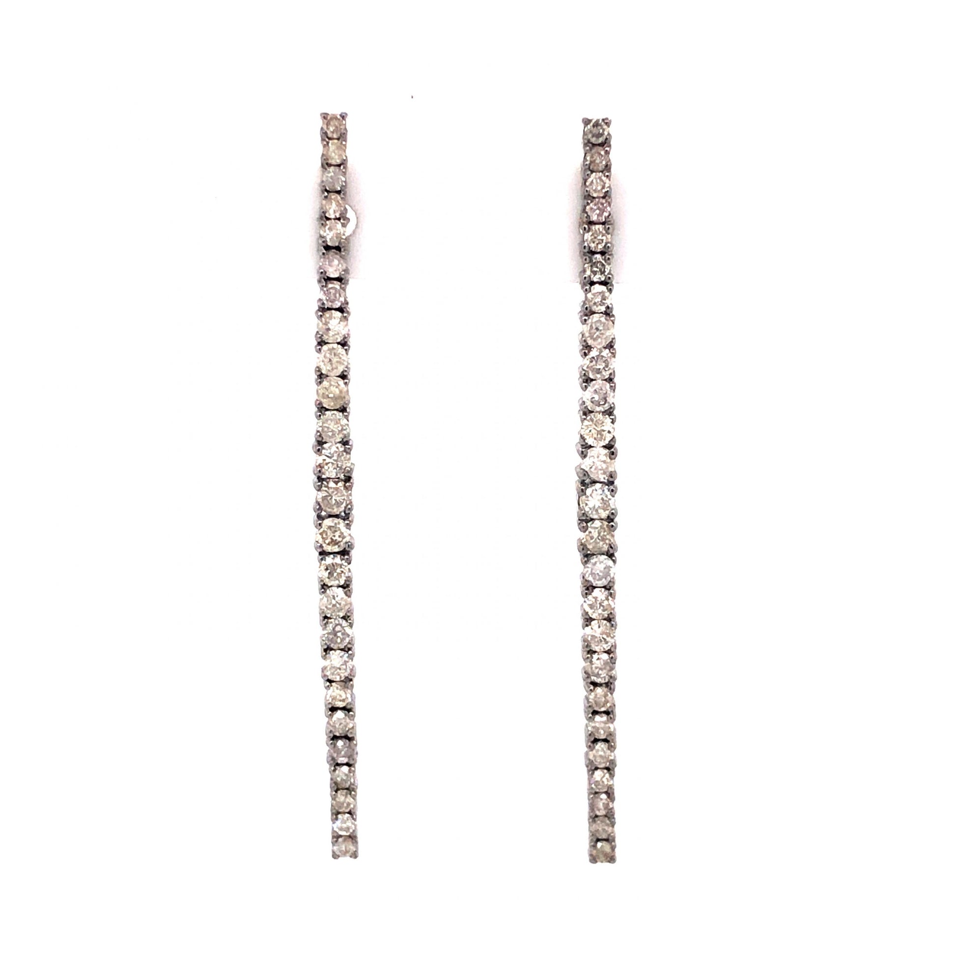 Diamond Bar Drop Earrings in Sterling SilverComposition: 14 Karat Yellow Gold/Sterling SilverTotal Diamond Weight: 1.26 ctTotal Gram Weight: 4.6 g