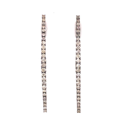 Diamond Bar Drop Earrings in Sterling Silver
