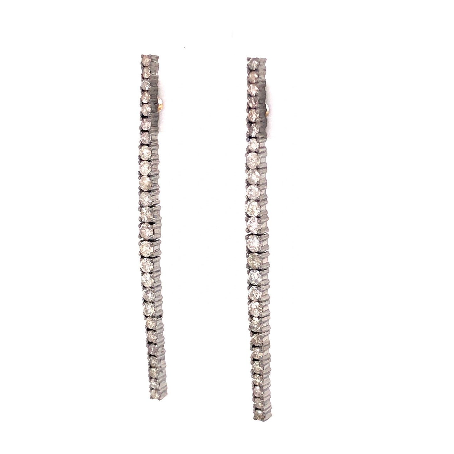 Diamond Bar Drop Earrings in Sterling Silver