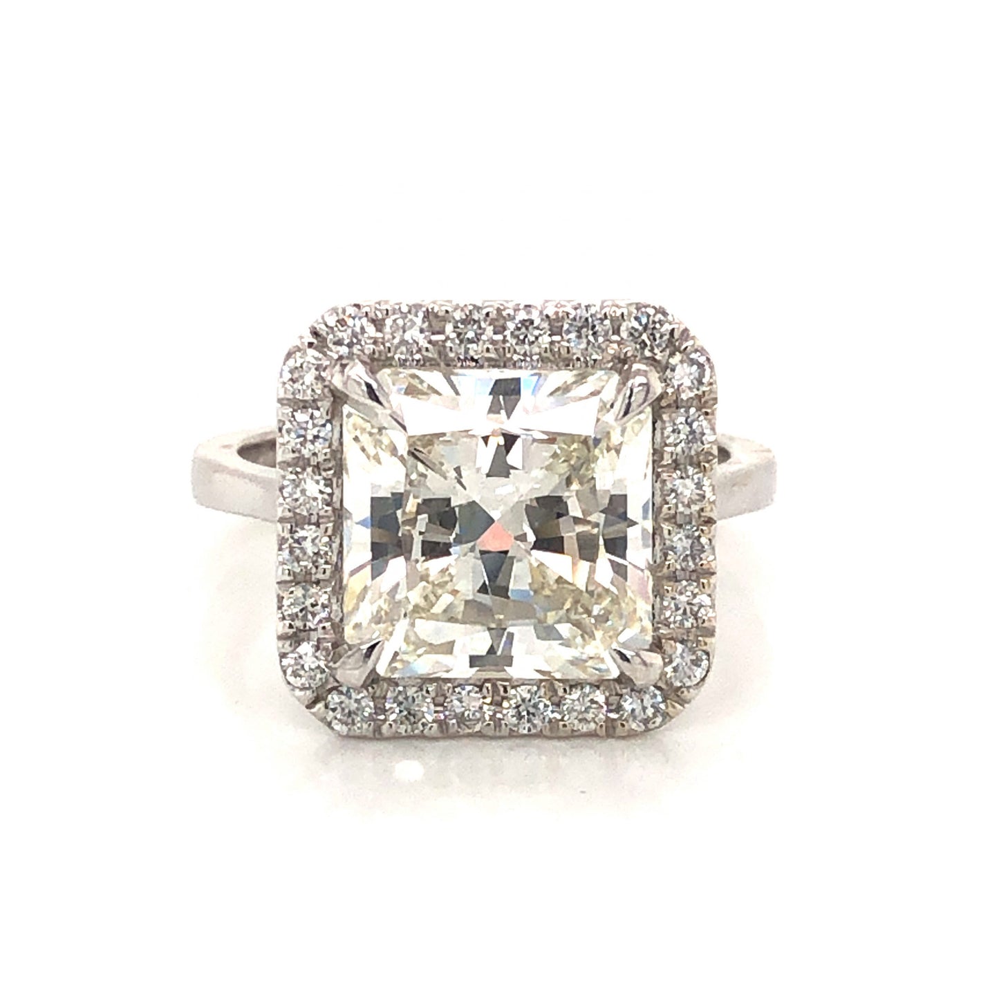 Radiant Cut Diamond Halo Engagement Ring in Platinum