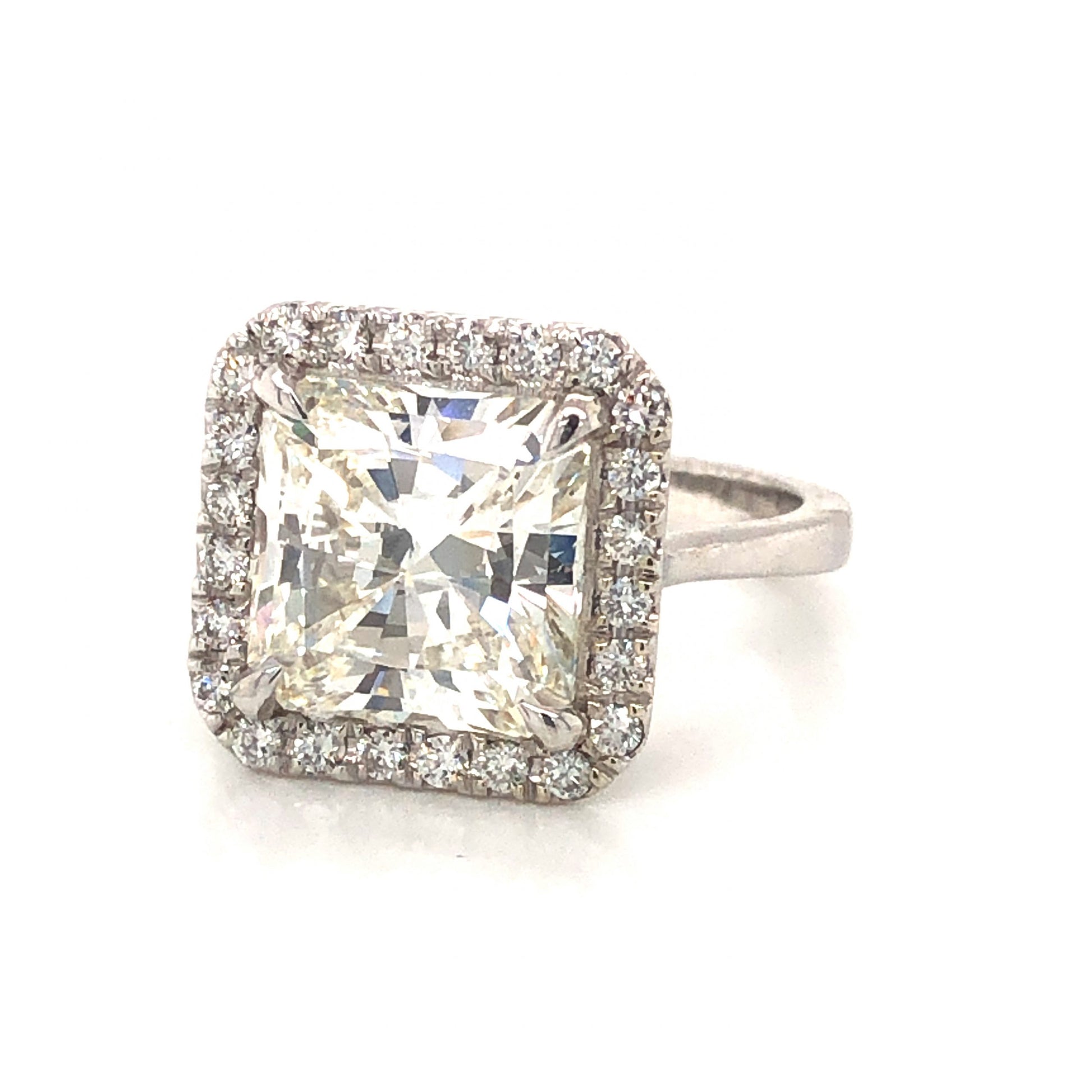 Radiant Cut Diamond Halo Engagement Ring in Platinum