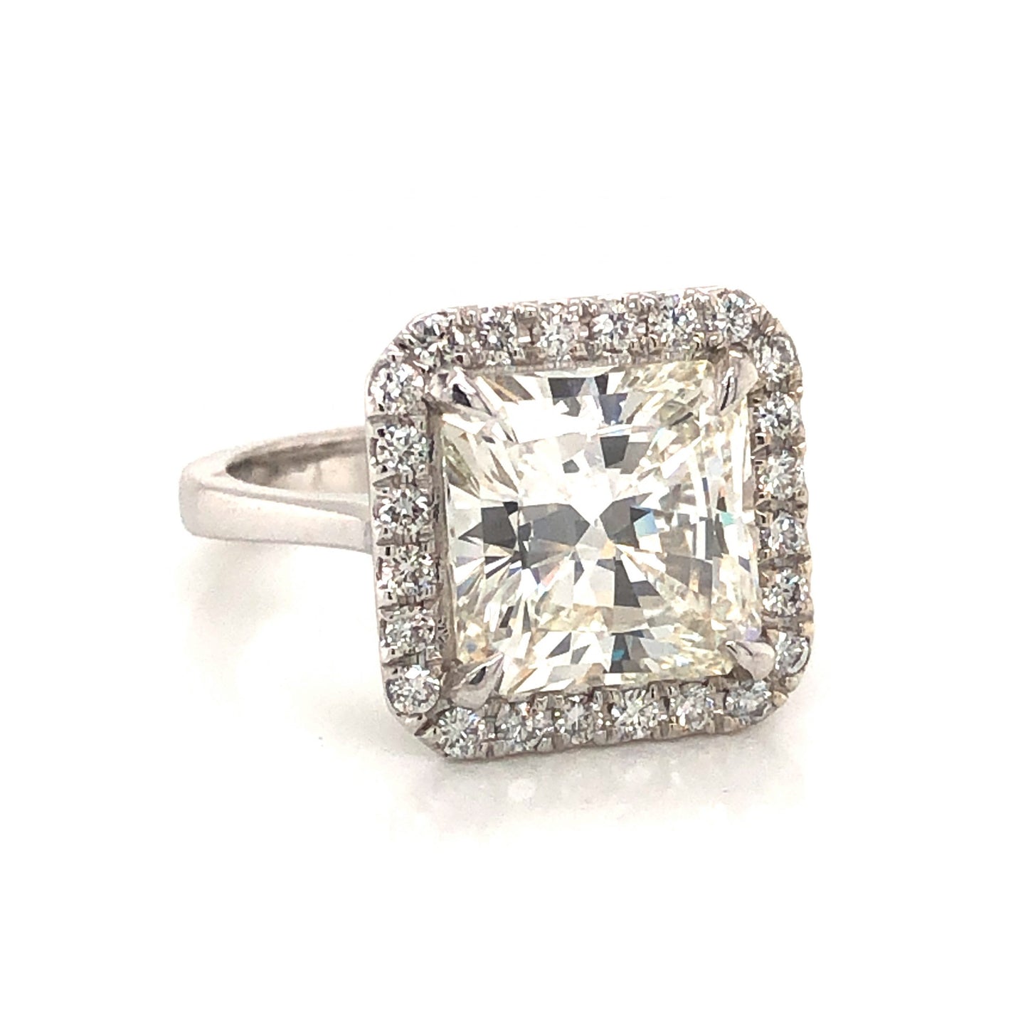 Radiant Cut Diamond Halo Engagement Ring in Platinum