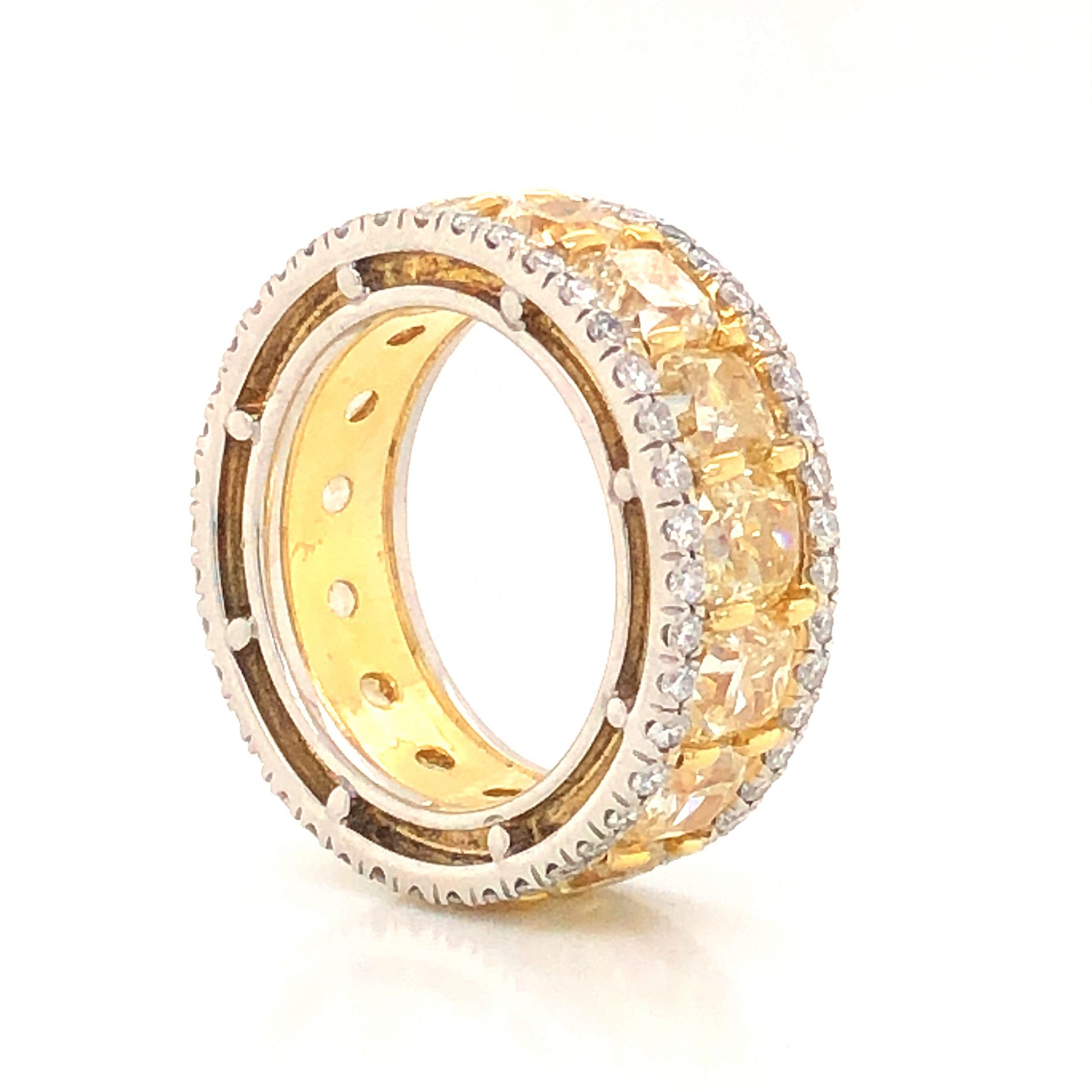 Fancy Yellow Diamond Cocktail Ring in Platinum & 18k Yellow Gold