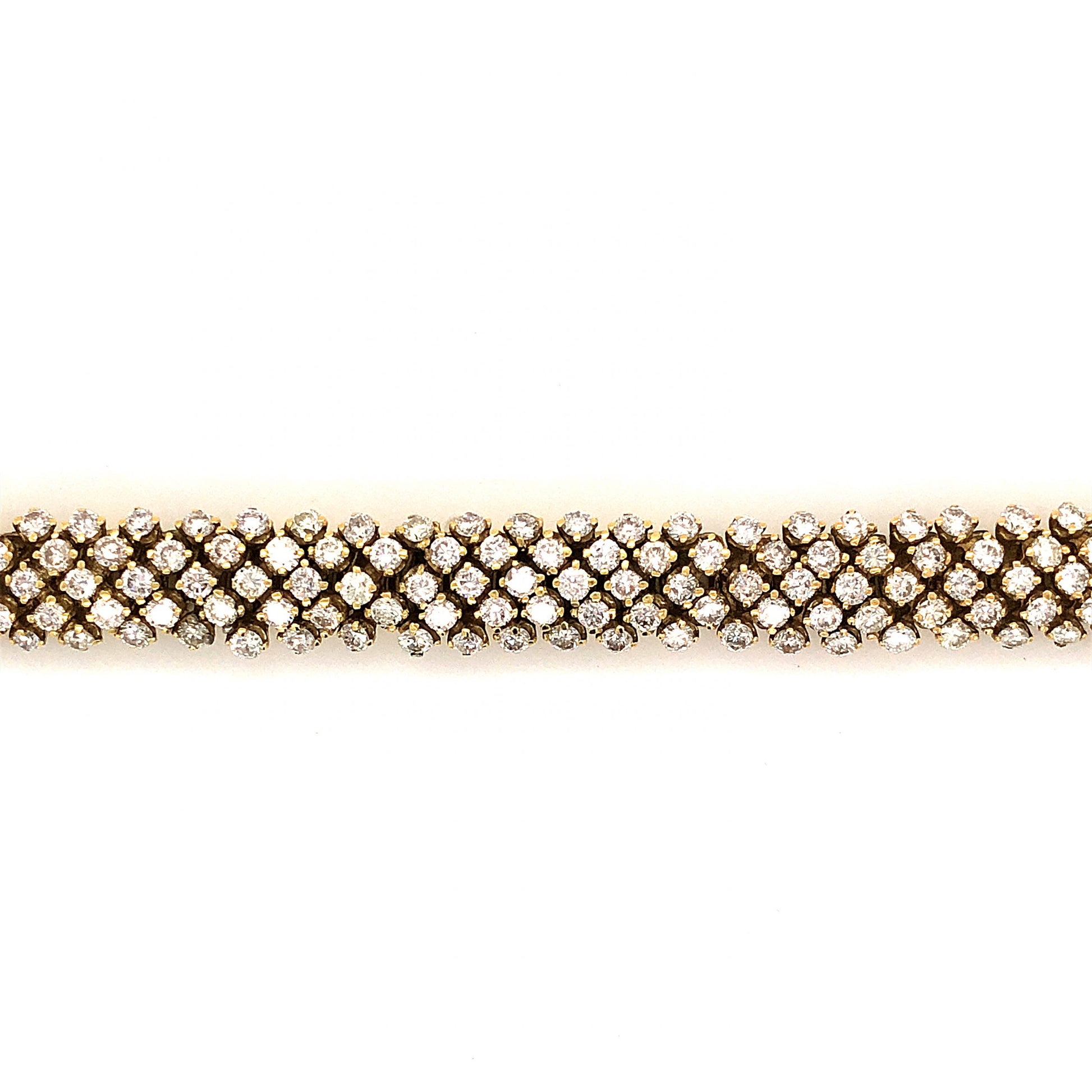 Pave Diamond Bracelet in 18k Yellow GoldComposition: 18 Karat Yellow GoldTotal Diamond Weight: 11.75 ctTotal Gram Weight: 38.7 g
