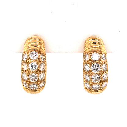 1.50 Round Brilliant Cut Diamond Earrings in 18k Yellow Gold