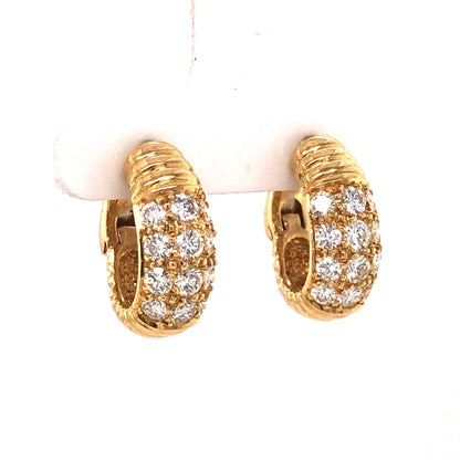 1.50 Round Brilliant Cut Diamond Earrings in 18k Yellow Gold