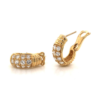 1.50 Round Brilliant Cut Diamond Earrings in 18k Yellow Gold