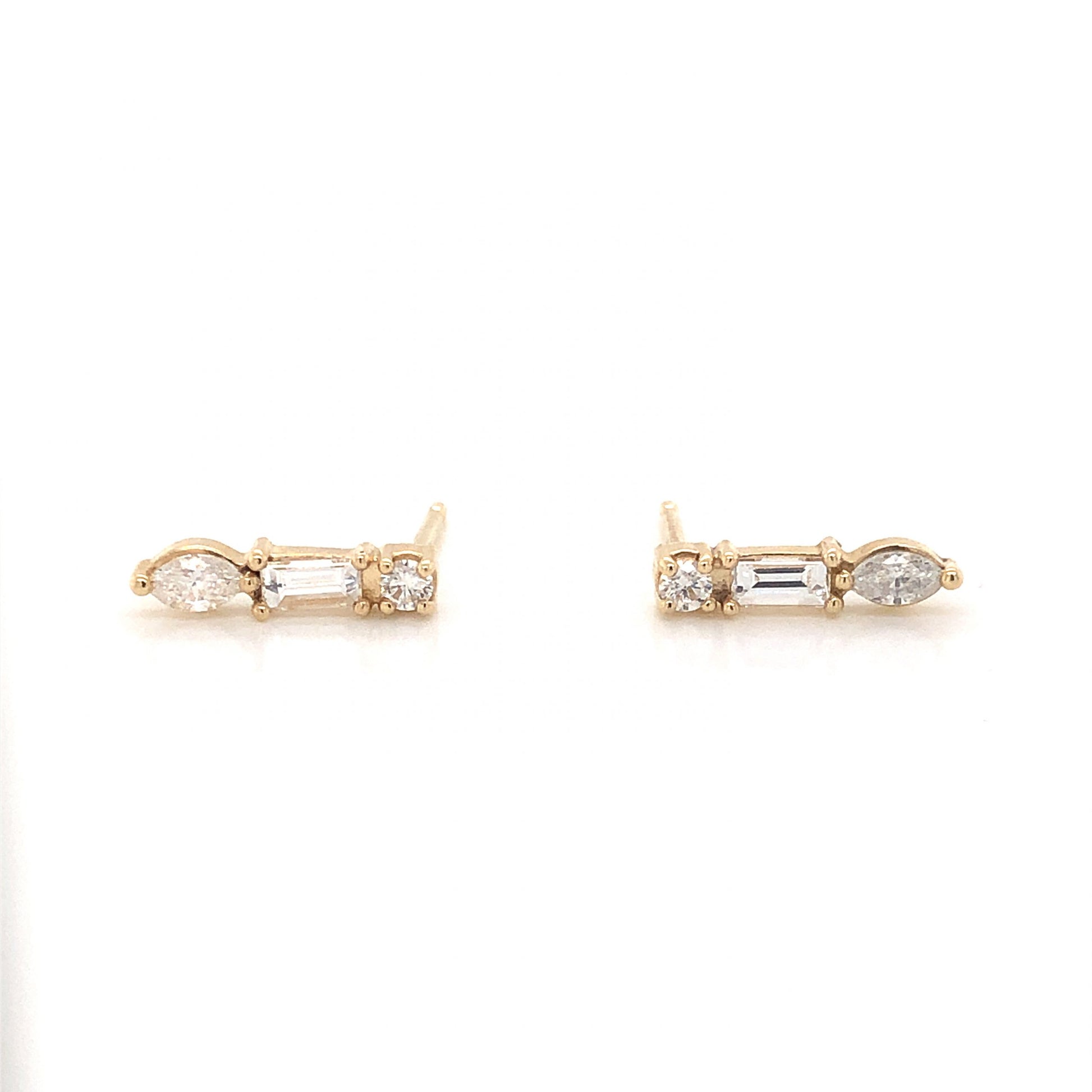 Stacked Diamond Stud Earrings in 14K Yellow GoldComposition: 14 Karat Yellow Gold Total Diamond Weight: .34ct Total Gram Weight: .90 g Inscription: 14k
      