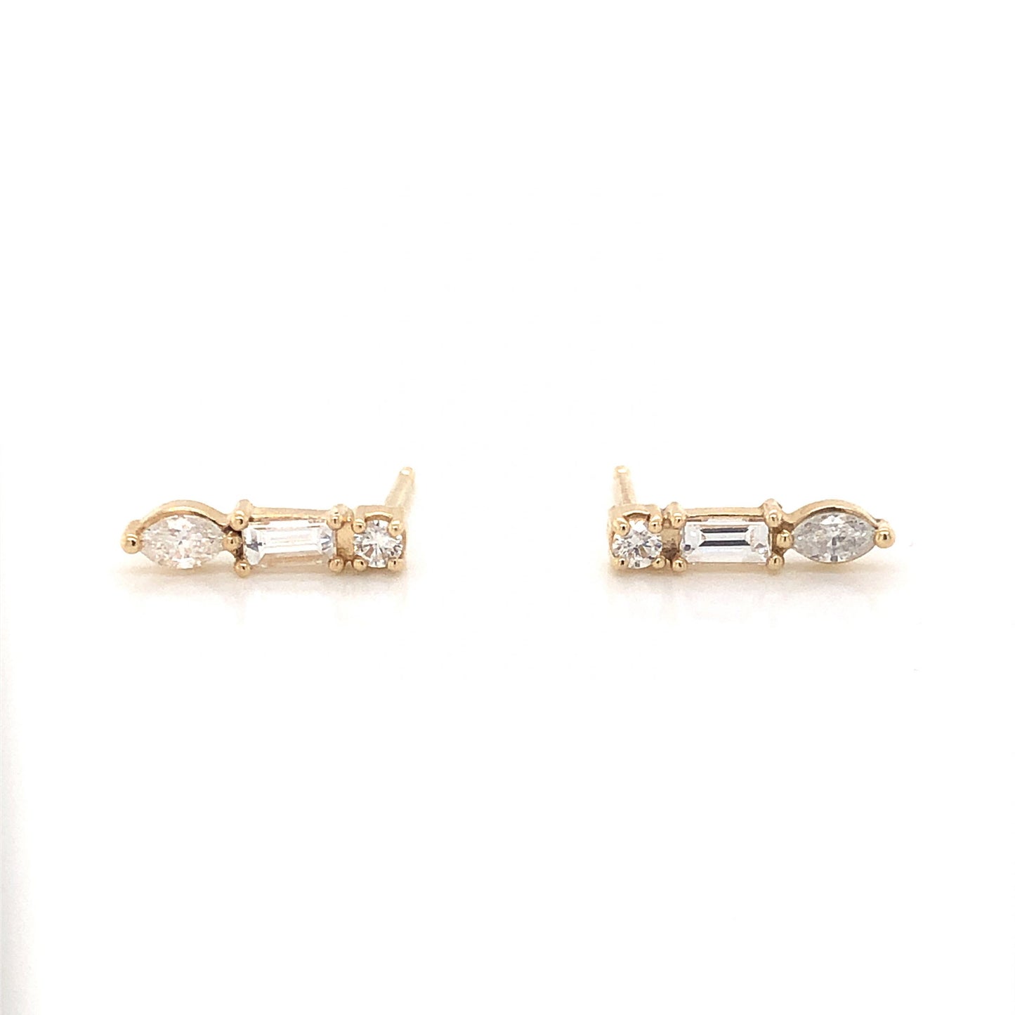 Stacked Diamond Stud Earrings in 14K Yellow Gold