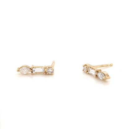 Stacked Diamond Stud Earrings in 14K Yellow Gold