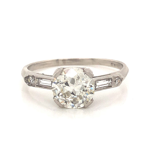 1.14 Art Deco Diamond Engagement Ring in Platinum