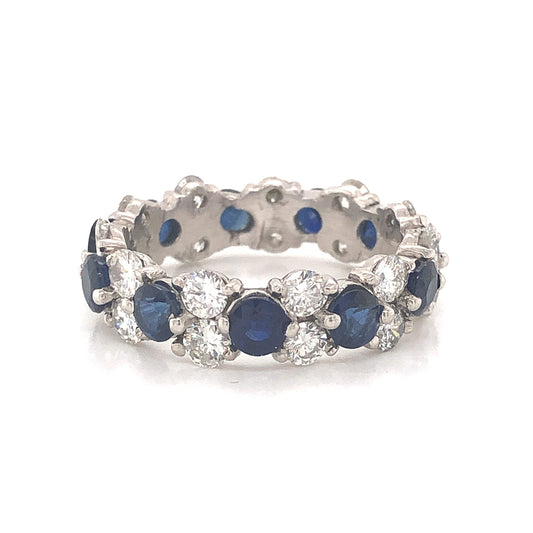 Diamond & Sapphire Eternity Band in Platinum