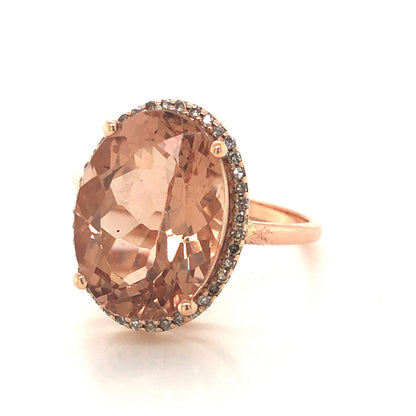 5.87 Oval Morganite & Diamond Ring in 14k Rose Gold