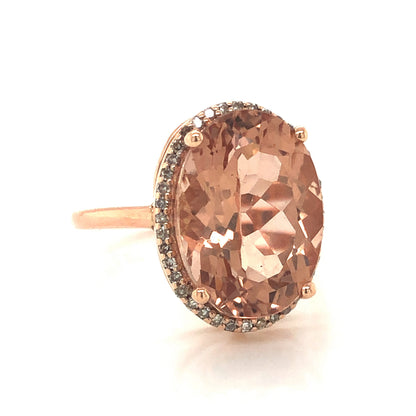 5.87 Oval Morganite & Diamond Ring in 14k Rose Gold