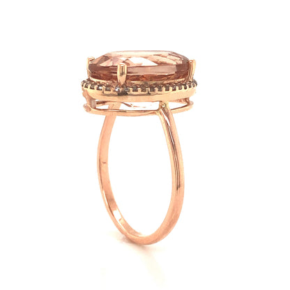 5.87 Oval Morganite & Diamond Ring in 14k Rose Gold