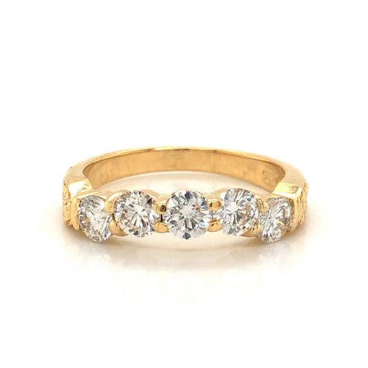 1.15 Curved Diamond Wedding Band in 18k Yellow Gold