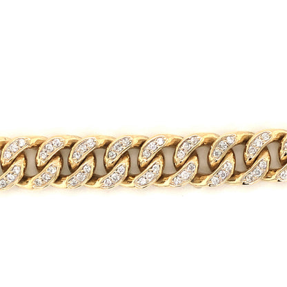 Pave Diamond Chain Link Bracelet in 14k Yellow Gold