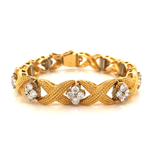 Textured Diamond Cluster Bracelet in 14k Yellow Gold