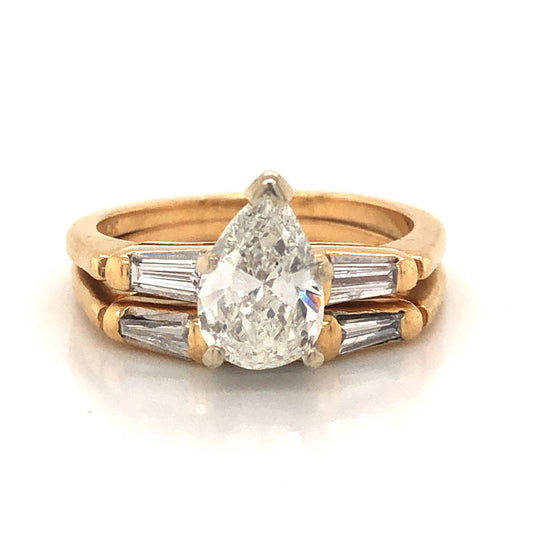 Mid-Century Diamond Engagement Set in 14k Yellow Gold