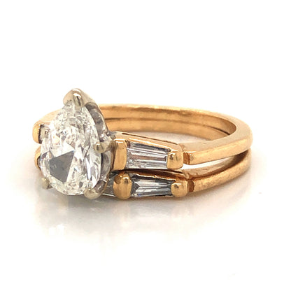Mid-Century Diamond Engagement Set in 14k Yellow Gold