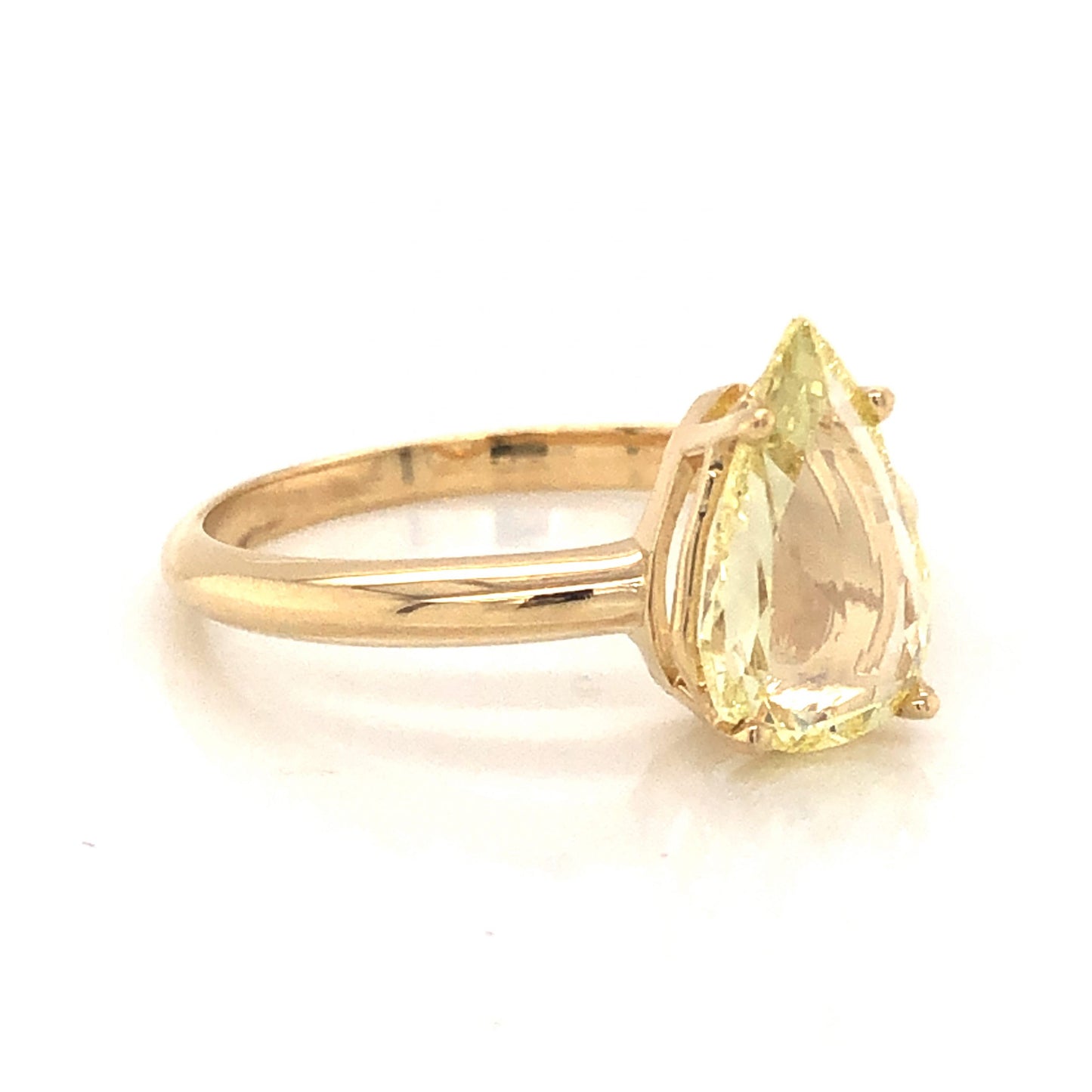 Solitaire Pear Rose Cut Yellow Diamond Engagement Ring in 14k