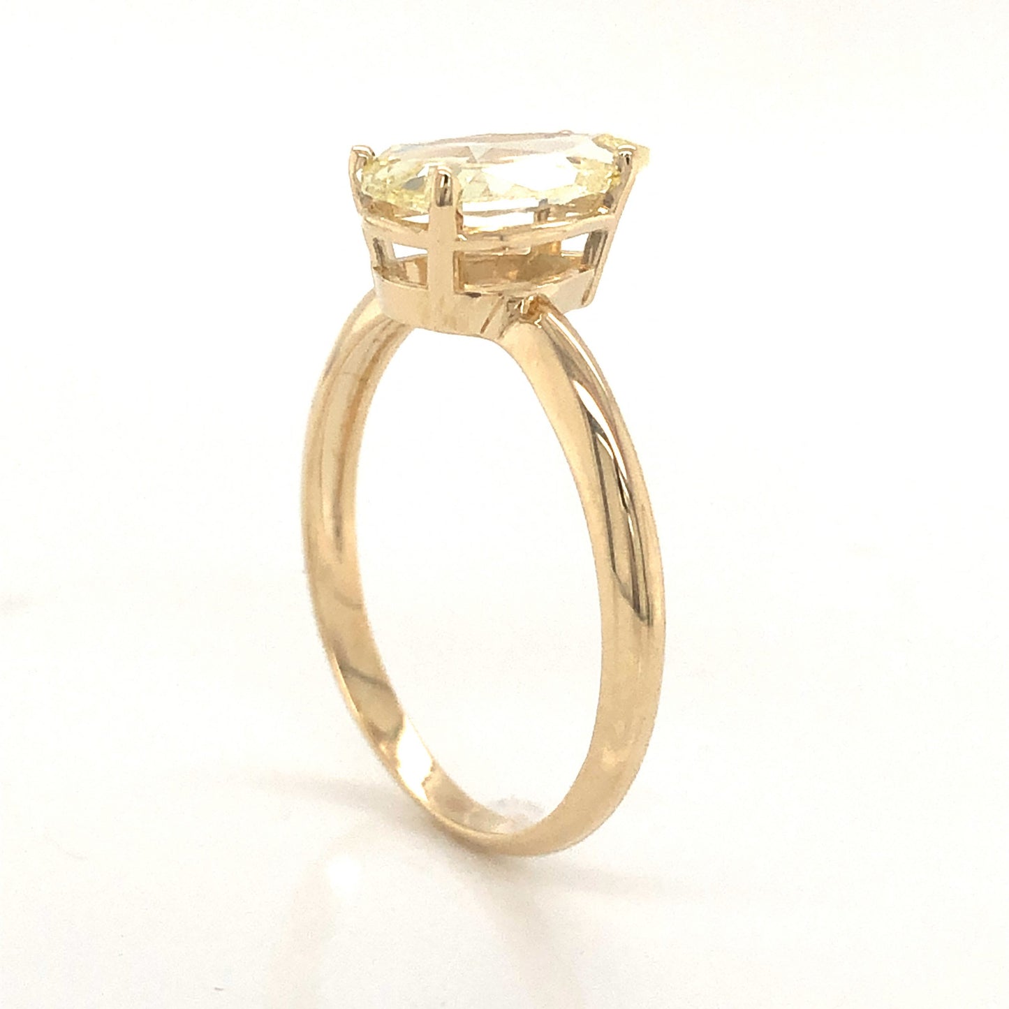 Solitaire Pear Rose Cut Yellow Diamond Engagement Ring in 14k