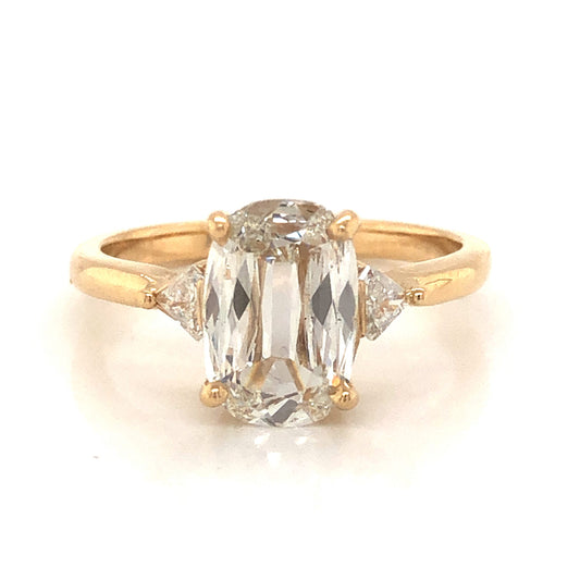 1.50 Old Mine Cushion Cut Diamond Engagement Ring in 14k Yellow Gold