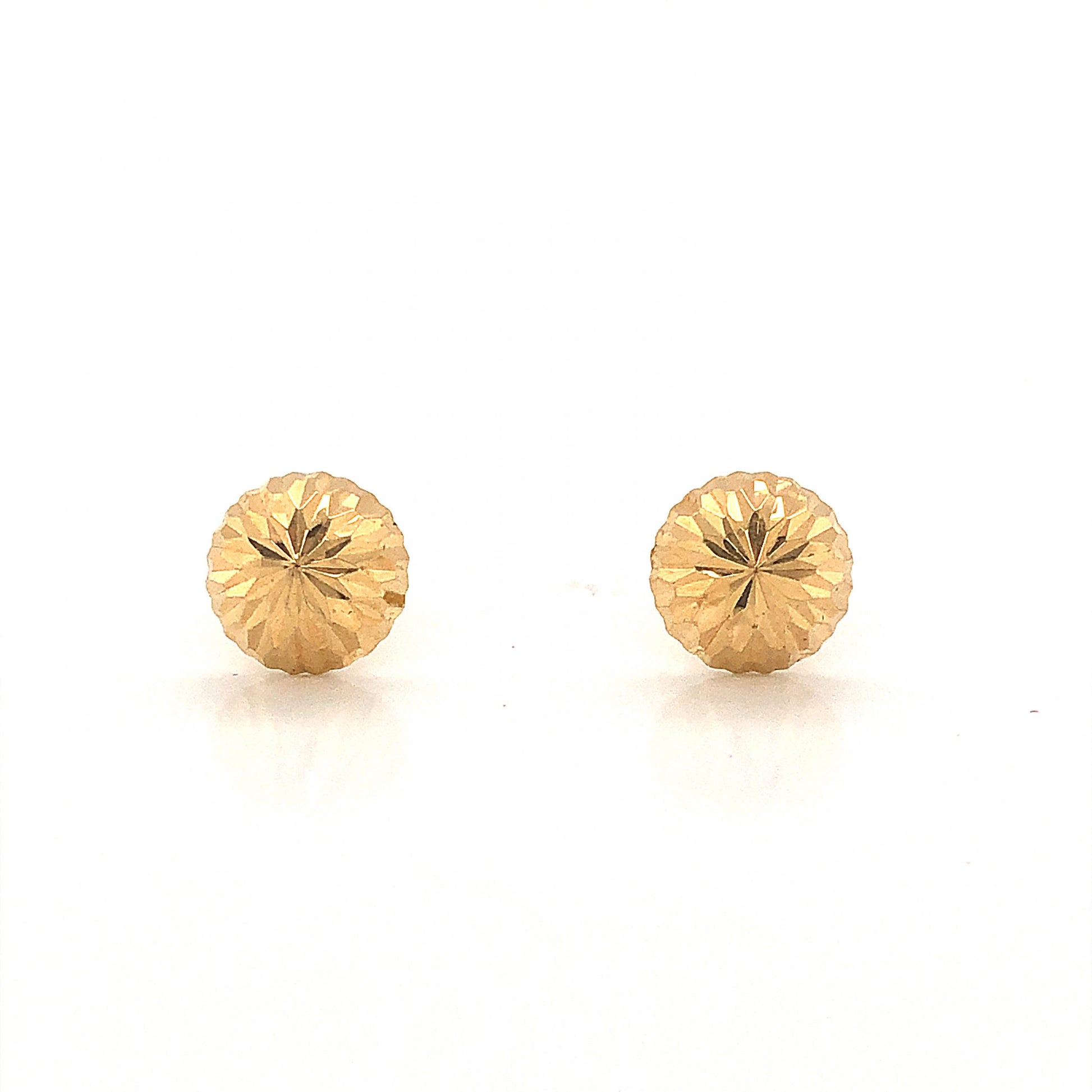 Small Textured Round Stud Earrings in 14k Yellow GoldComposition: Platinum Total Gram Weight: .70 g Inscription: 14k 
      