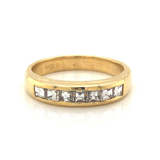 Square Step Cut Diamond Wedding Band in 18k Yellow Gold