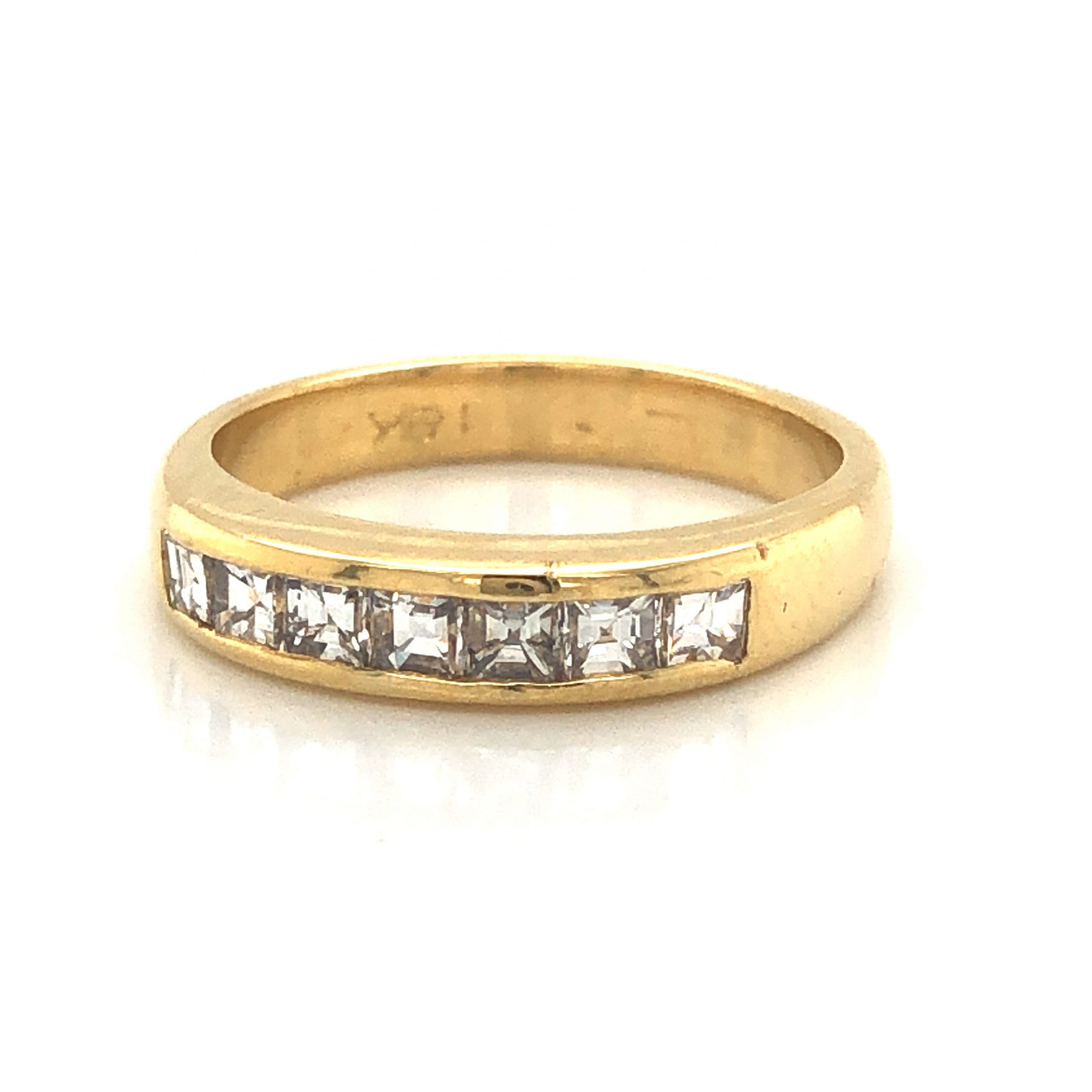 Square Step Cut Diamond Wedding Band in 18k Yellow Gold