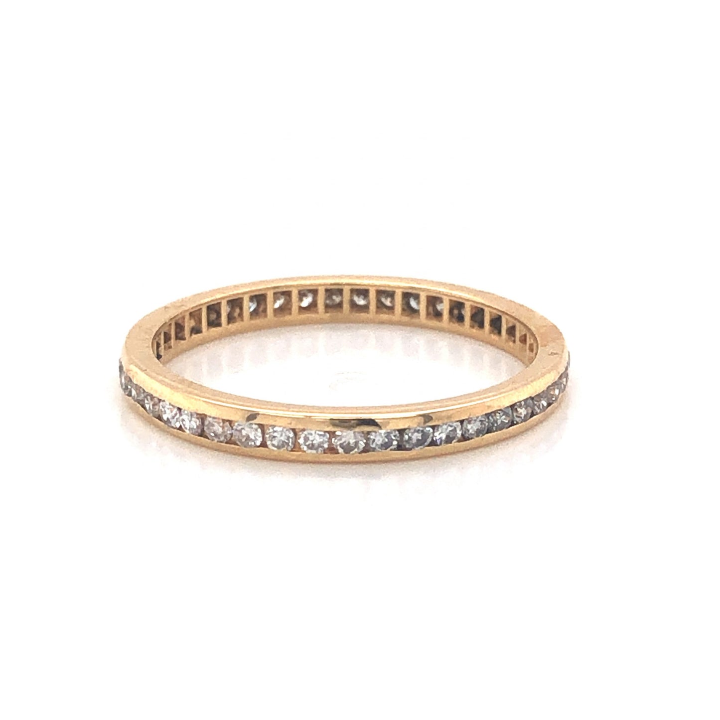 Thin Channel Set Diamond Wedding Band in 14k Yellow Gold