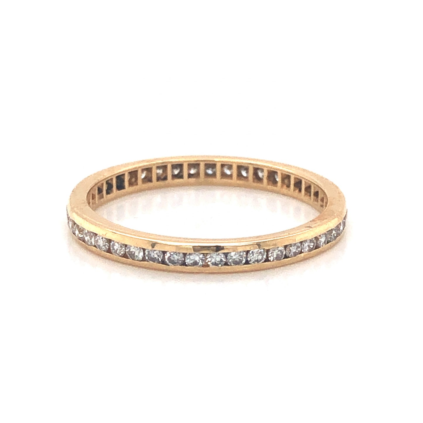 Thin Channel Set Diamond Wedding Band in 14k Yellow Gold