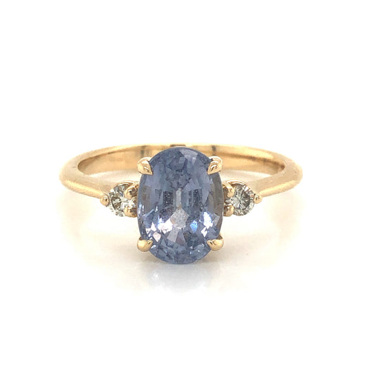 Oval Cut Lavender Sapphire Engagement Ring in Yellow Gold