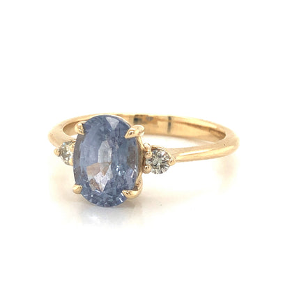 Oval Cut Lavender Sapphire Engagement Ring in Yellow Gold